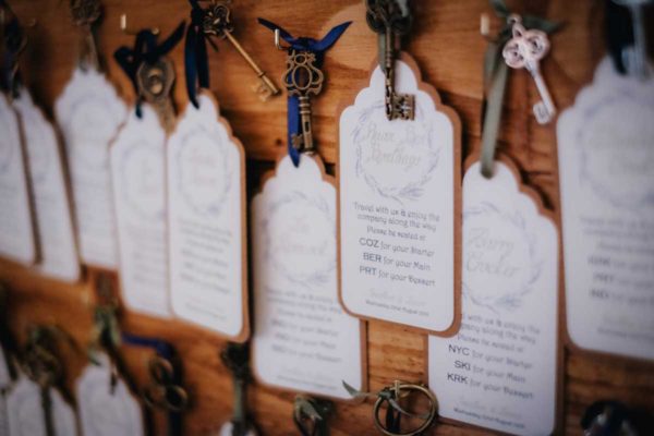 handmade wedding stationery table plan keys
